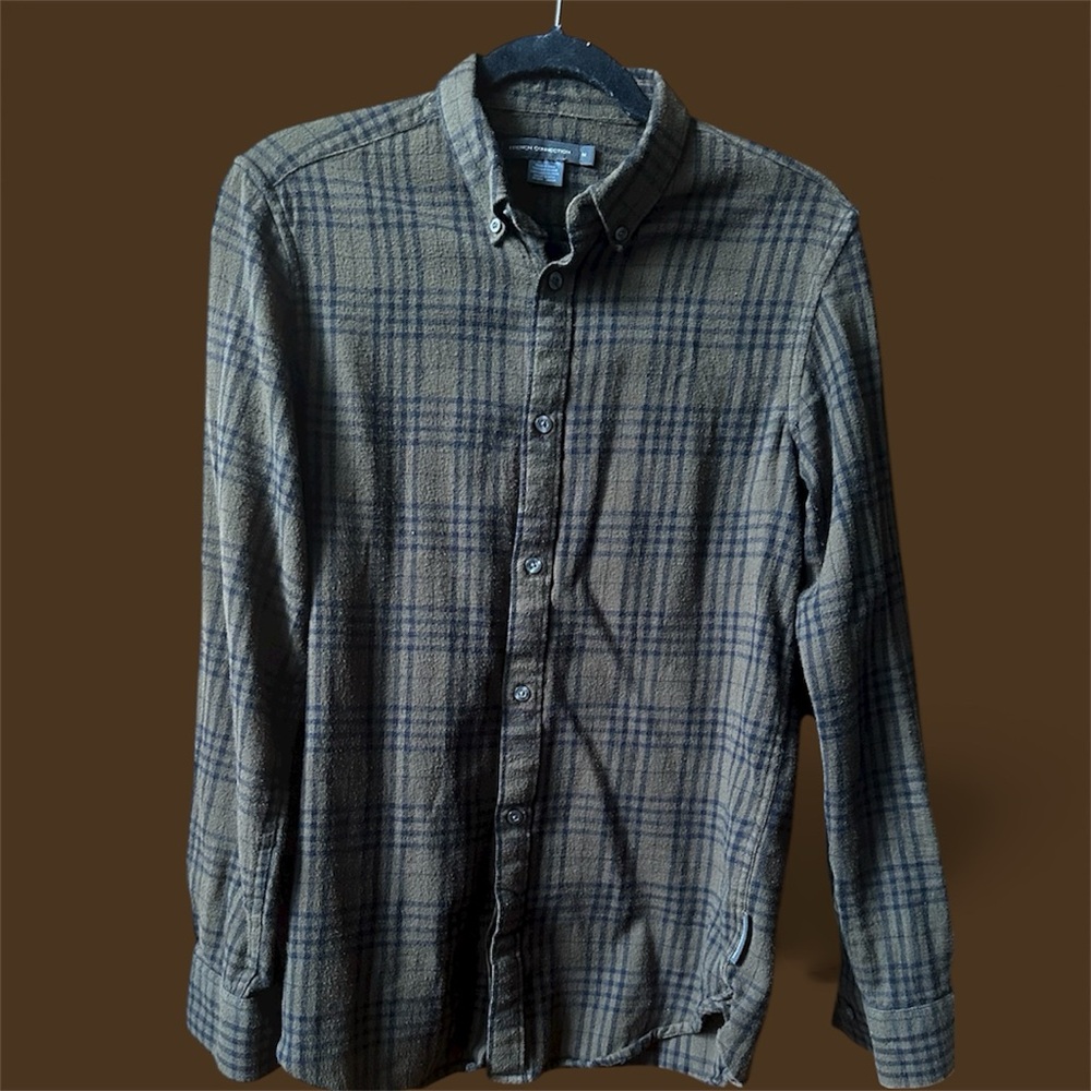 Men's Plaid Button-Up Shirt - Brown